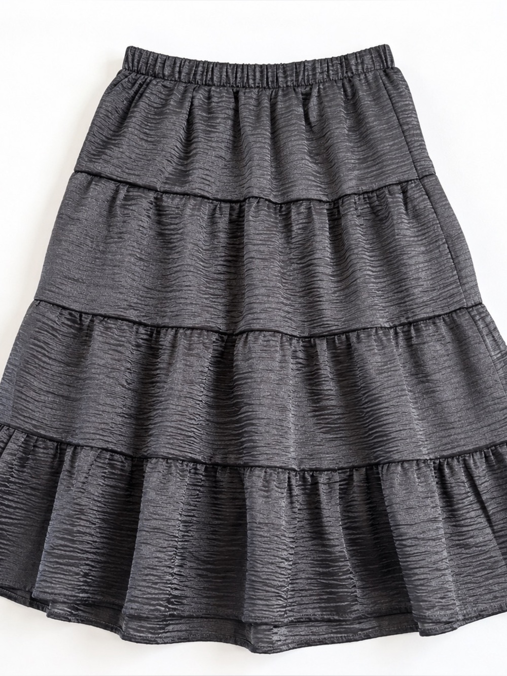 H&M Charcoal Gray Tiered Shimmer Skirt Size 8